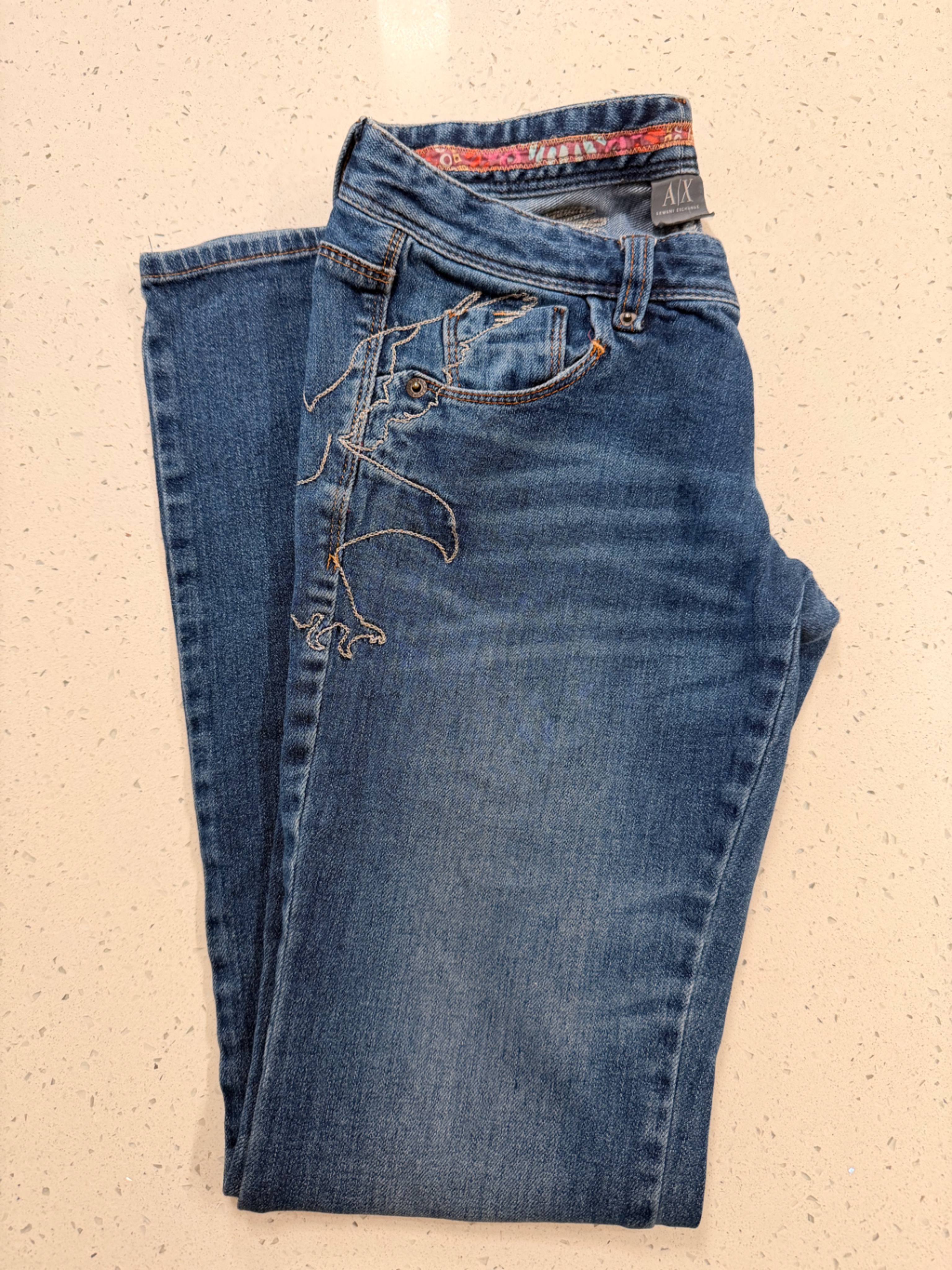 Armani Exchange Women's Blue Embroidered Jeans
